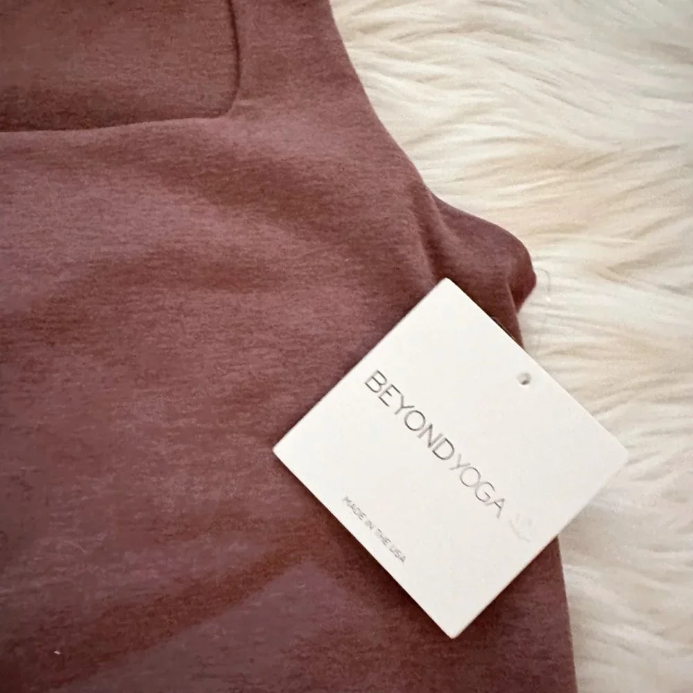 Beyond Yoga Women's XL Spacedye Crop Tank Top Square Neck Sienna Brown Heather - Picture 6 of 9